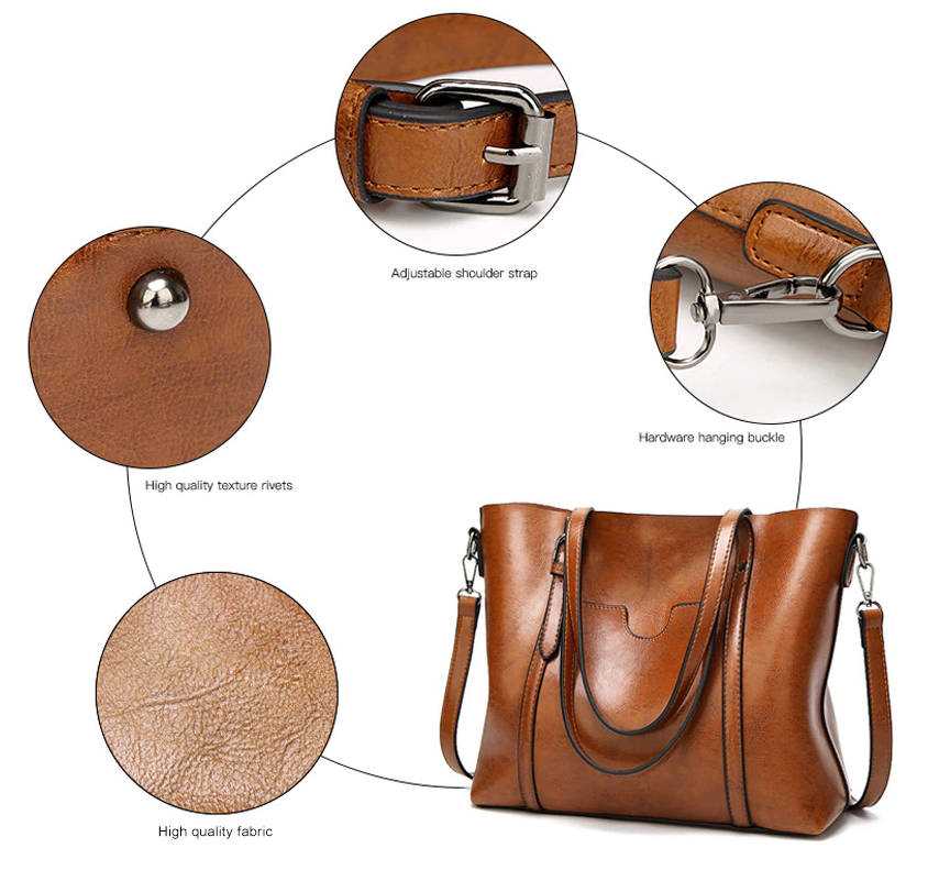 ACELURE Premium Luxury oil Wax Leather Handbag Shopick